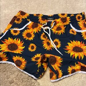 hazel Navy One-Piece Swim with Bright Sunflower Print